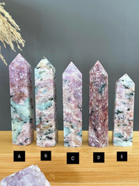 Pink Charoite with Blue Calcite tower for Crystal Collector Rare Find - CHOOSE YOUR PIECE