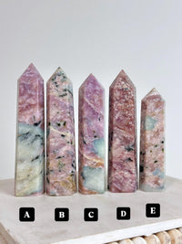 Pink Charoite with Blue Calcite tower for Crystal Collector Rare Find - CHOOSE YOUR PIECE