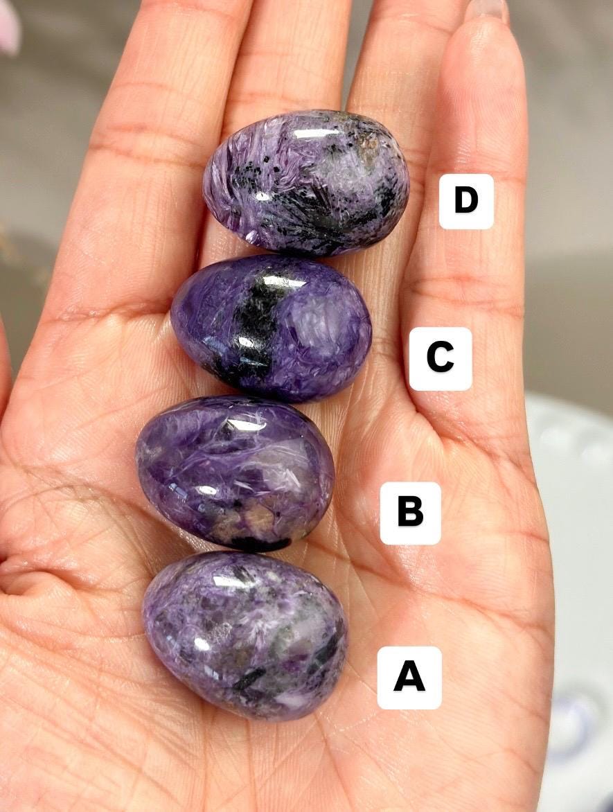 Cute Charoite Egg Palmstone High Quality Purple Charoite Pocket Stone from Russia Crystal Egg for Gifting and Meditation