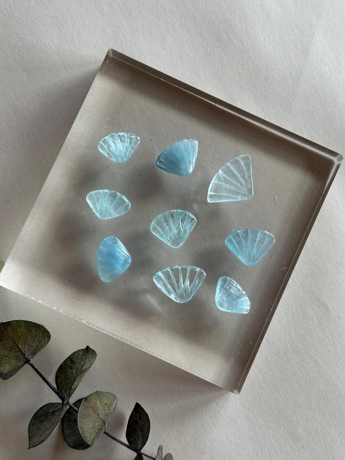 Aquamarine Mini Carvings: Hearts, Stars, Seashells