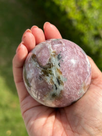 Rare Find Pink Charoite Sphere with Blue Calcite Russian Minerals for Crystal Collector and Home Decor #1