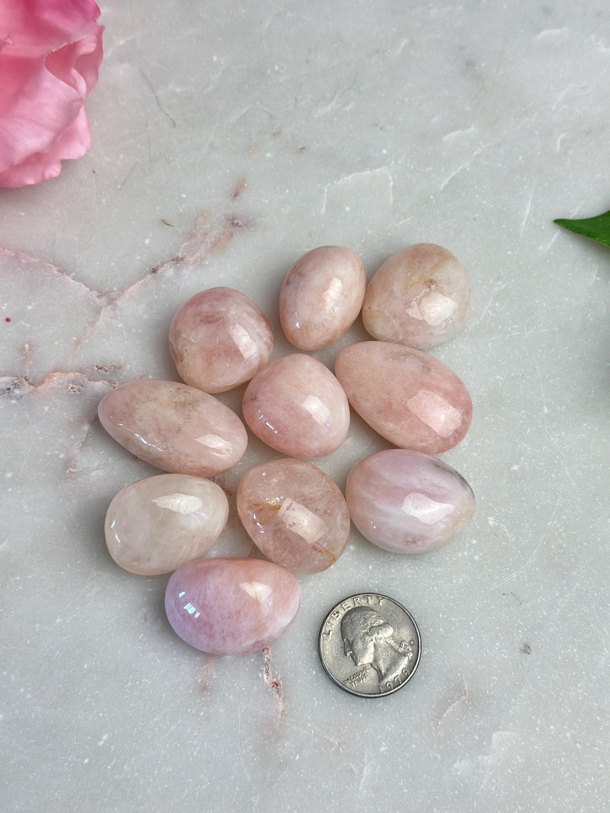 Morganite Tumble Stone: peachy pink pebble, Pakistan Heart Chakra Crystal, Pocket Stone