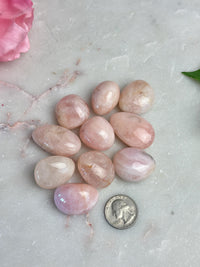 Morganite Tumble Stone: peachy pink pebble, Pakistan Heart Chakra Crystal, Pocket Stone