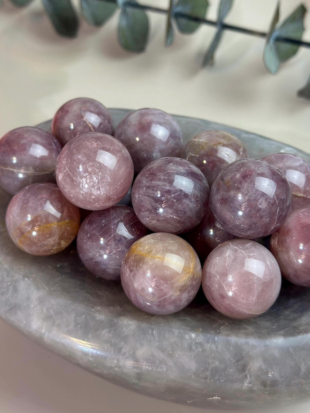 Lavender Rose Quartz Sphere Mini Pocket Stone for Self Love Gifting and Gridding