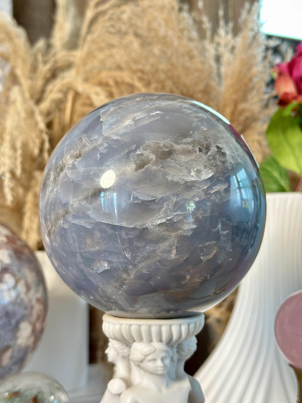 Large Blue Rose Quartz 4.75" Sphere