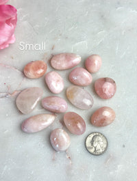Morganite Tumble Stone: peachy pink pebble, Pakistan Heart Chakra Crystal, Pocket Stone