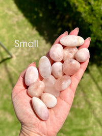 Morganite Tumble Stone: peachy pink pebble, Pakistan Heart Chakra Crystal, Pocket Stone