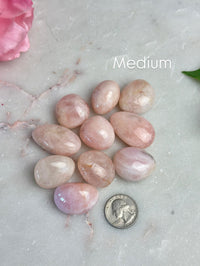 Morganite Tumble Stone: peachy pink pebble, Pakistan Heart Chakra Crystal, Pocket Stone
