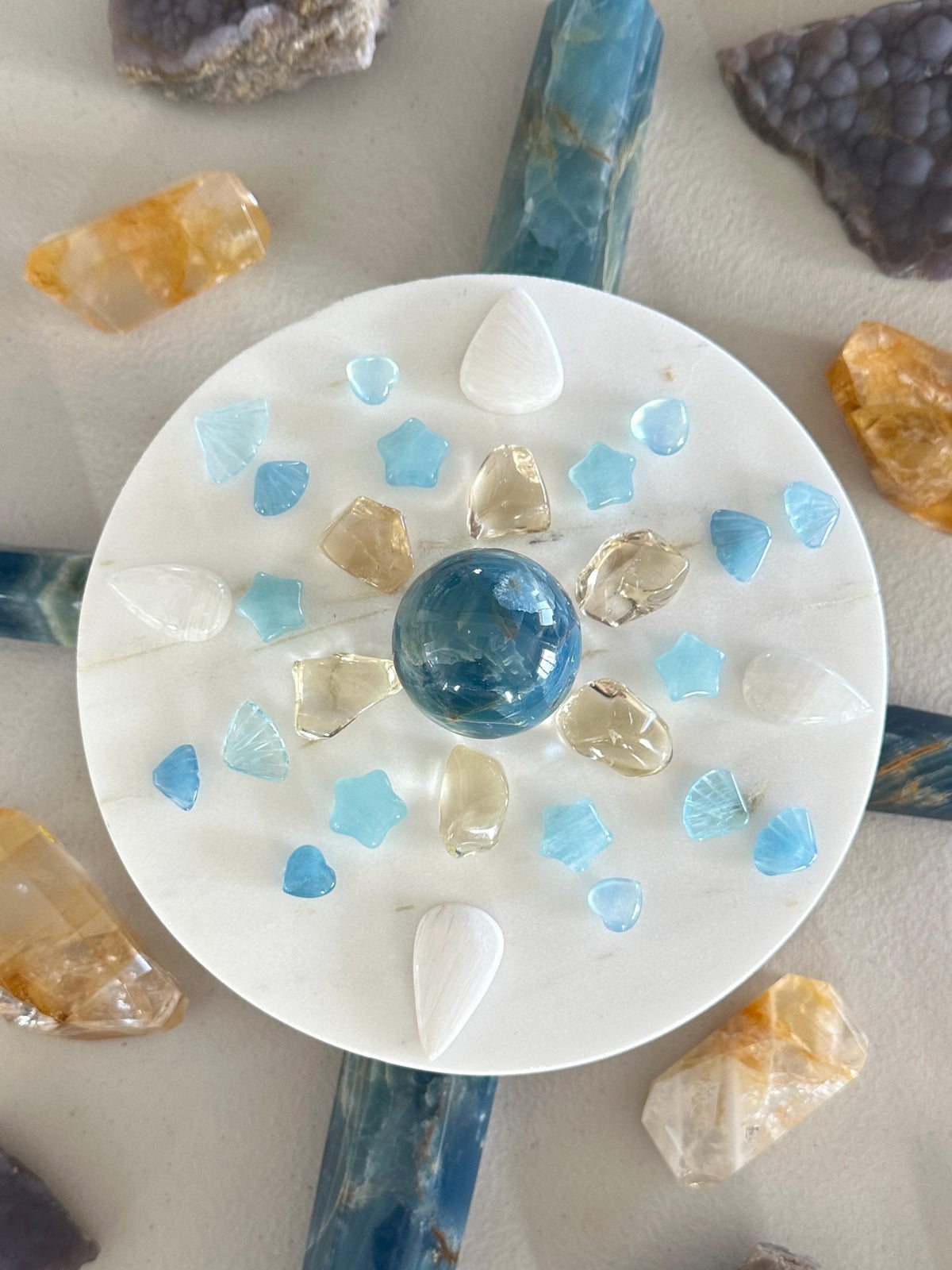 Aquamarine Mini Carvings: Hearts, Stars, Seashells