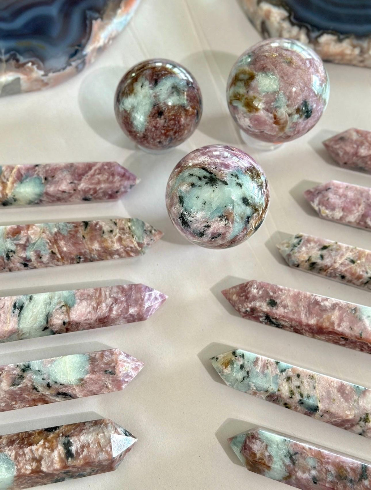 Pink Charoite with Blue Calcite tower for Crystal Collector Rare Find - CHOOSE YOUR PIECE