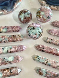 Pink Charoite with Blue Calcite tower for Crystal Collector Rare Find - CHOOSE YOUR PIECE