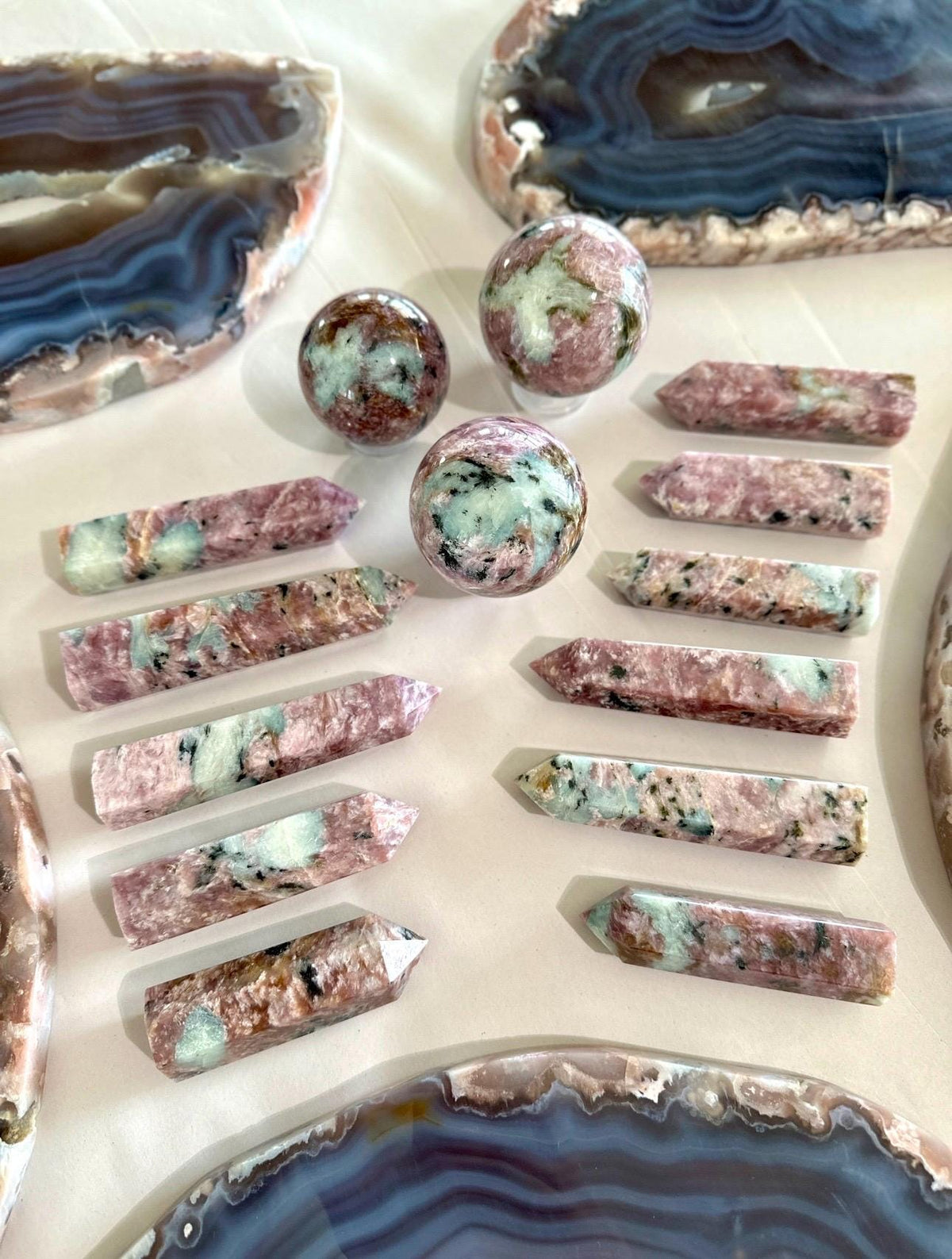 Pink Charoite with Blue Calcite tower for Crystal Collector Rare Find - CHOOSE YOUR PIECE