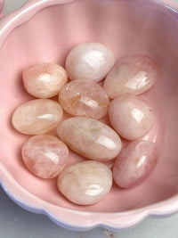 Morganite Tumble Stone: peachy pink pebble, Pakistan Heart Chakra Crystal, Pocket Stone