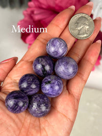 Purple Charoite Mini Sphere Charoite Pocket Stone for Gridding and Meditation, Cute Spiritual Gift for Friend | CHOOSE YOUR SIZE