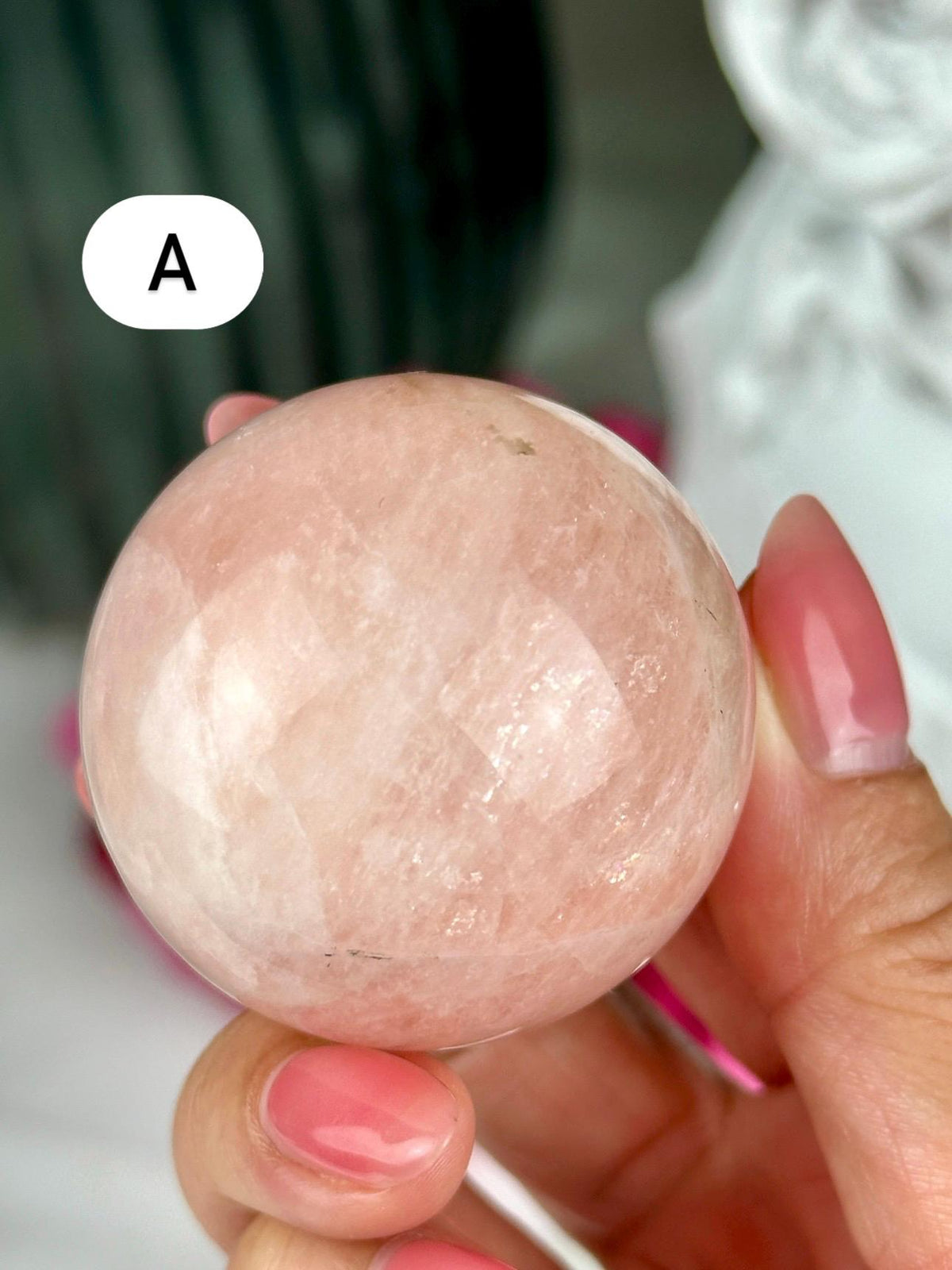 Polished Morganite Sphere: Pink Beryl Crystal Palm Stone