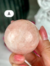 Polished Morganite Sphere: Pink Beryl Crystal Palm Stone