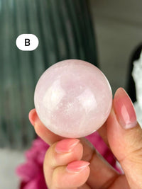 Polished Morganite Sphere: Pink Beryl Crystal Palm Stone