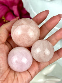 Polished Morganite Sphere: Pink Beryl Crystal Palm Stone