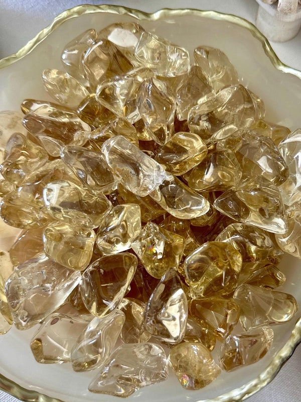 Natural Citrine Tumble Stone: Brazil Pocket Palmstone for Manifestation