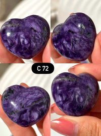 Purple Charoite Heart Palm Stone: Siberian Pocket Stone