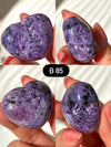 Purple Charoite Heart Palm Stone: Siberian Pocket Stone