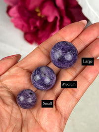 Purple Charoite Mini Sphere Charoite Pocket Stone for Gridding and Meditation, Cute Spiritual Gift for Friend | CHOOSE YOUR SIZE