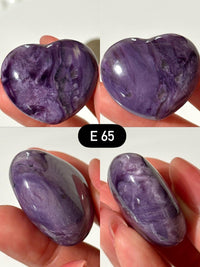 Purple Charoite Heart Palm Stone: Siberian Pocket Stone