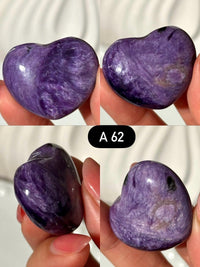 Purple Charoite Heart Palm Stone: Siberian Pocket Stone