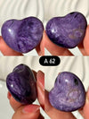 Purple Charoite Heart Palm Stone: Siberian Pocket Stone