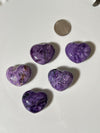 Purple Charoite Heart Palm Stone: Siberian Pocket Stone