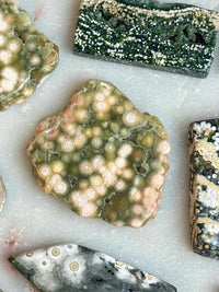 Ocean Jasper Pocket Slice: OJ Orbicular Jasper, Collectible Quality