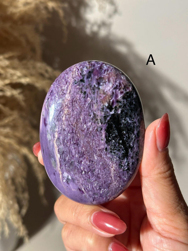 Large Charoite Palmstone Pocket Stone 3" - CHOOSE YOUR PIECE