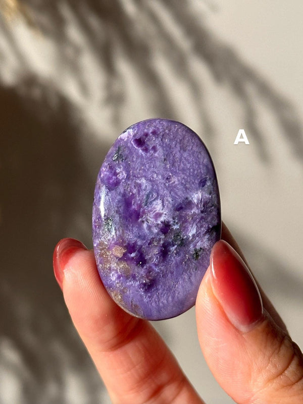 High Quality Charoite Palmstone from Russia, Purple Charoite Palm, Rare Collectible Pocket Stone for Gifting
