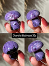 Charoite Mushroom Carving 1.25” | Rare Purple Crystal from Russia | Collectible Stone, Healing Gift, Crystal Decor