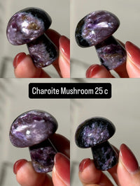 Charoite Mushroom Carving 1.25” | Rare Purple Crystal from Russia | Collectible Stone, Healing Gift, Crystal Decor