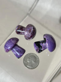 Charoite Mushroom Carving 1.25” | Rare Purple Crystal from Russia | Collectible Stone, Healing Gift, Crystal Decor