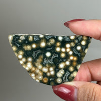Ocean Jasper Pocket Slice: OJ Orbicular Jasper, Collectible Quality