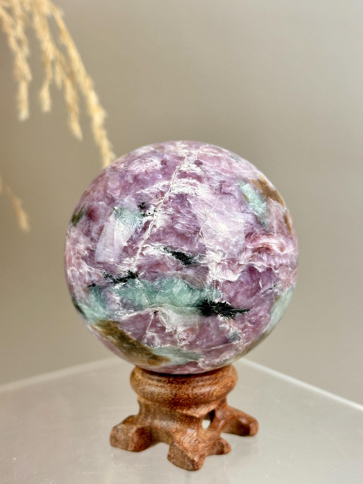 Rare Find Pink Charoite Sphere with Blue Calcite Russian Minerals for Crystal Collector and Home Decor #2