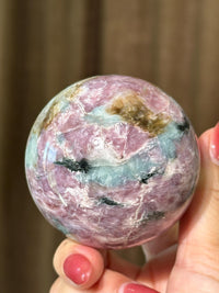 Rare Find Pink Charoite Sphere with Blue Calcite Russian Minerals for Crystal Collector and Home Decor #2