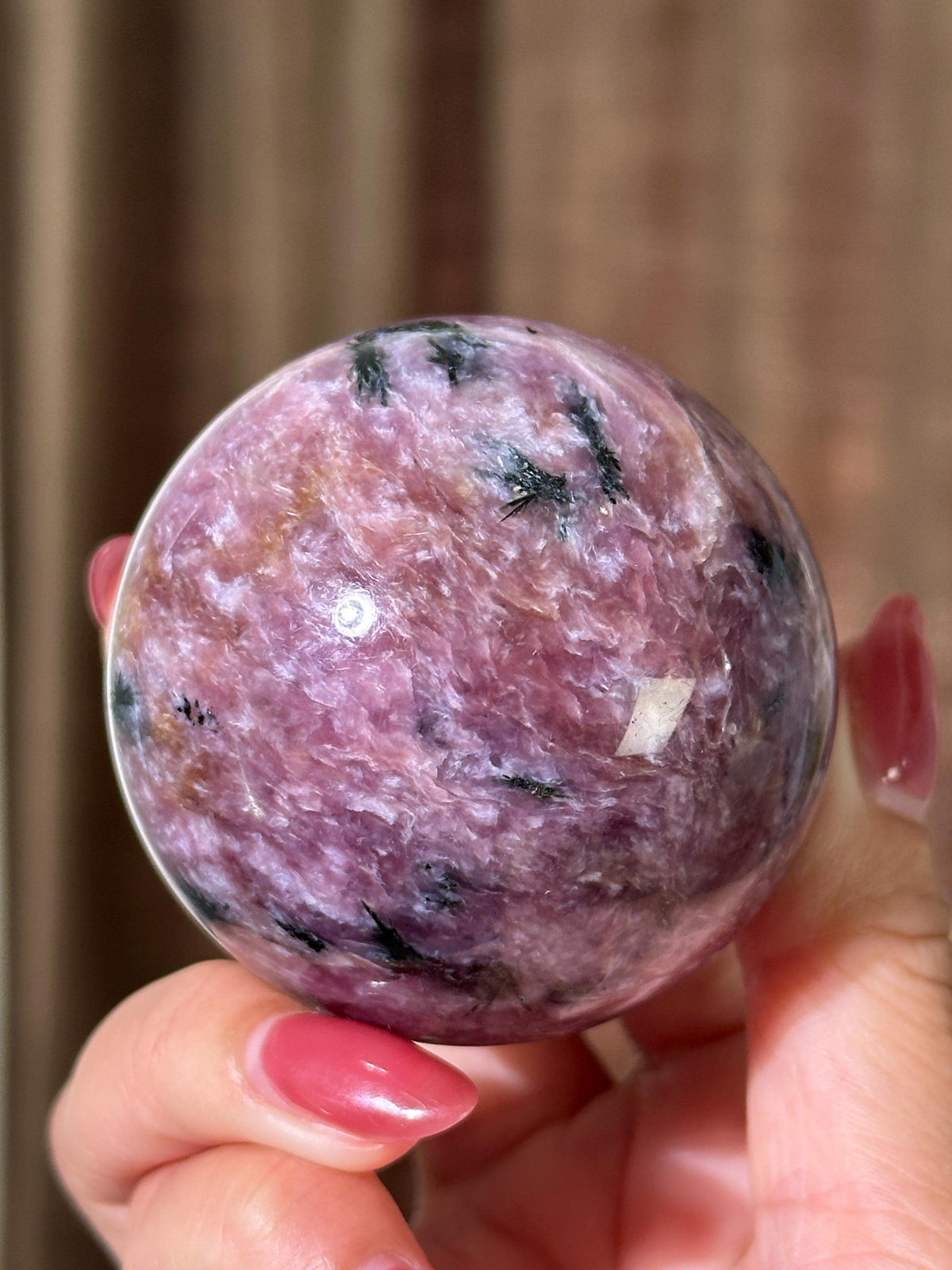 Rare Find Pink Charoite Sphere with Blue Calcite #3