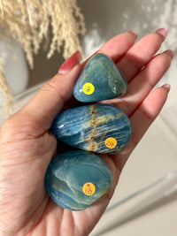 Blue Calcite Palm Stone: Argentina Onyx Aquatine Crystal Tumble, Choose Your Piece
