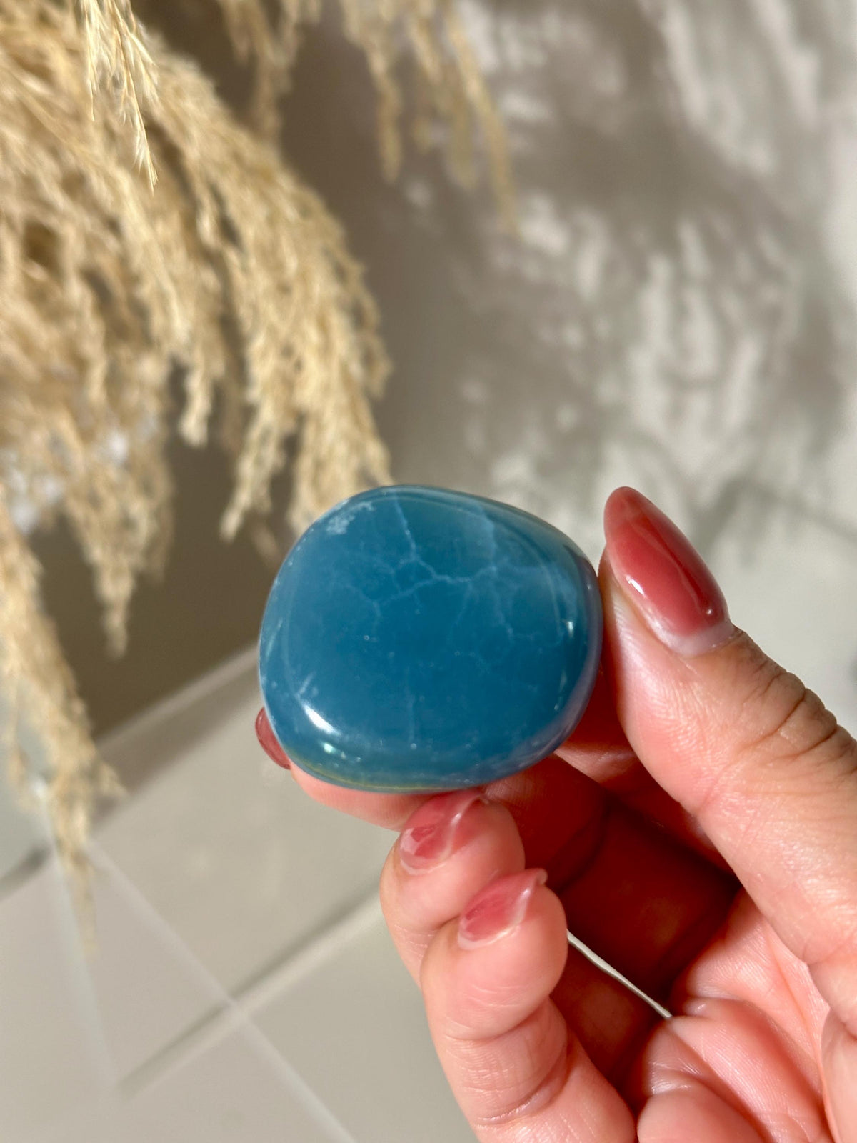 Blue Calcite Palm Stone: Argentina Onyx Aquatine Crystal Tumble, Choose Your Piece