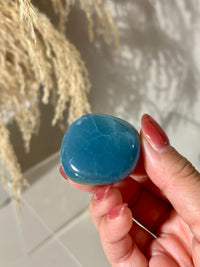 Blue Calcite Palm Stone: Argentina Onyx Aquatine Crystal Tumble, Choose Your Piece