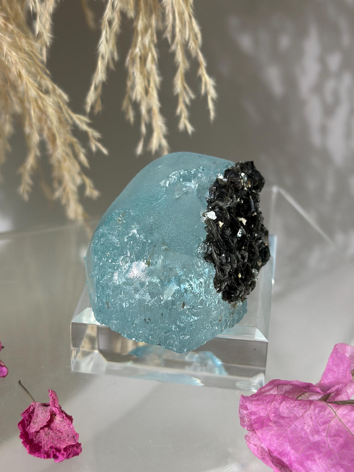 Gemmy Blue Topaz Mineral Specimen with Muscovite, Padre Paraiso, Brazil Crystal | Crystal Collector Home Decor #1