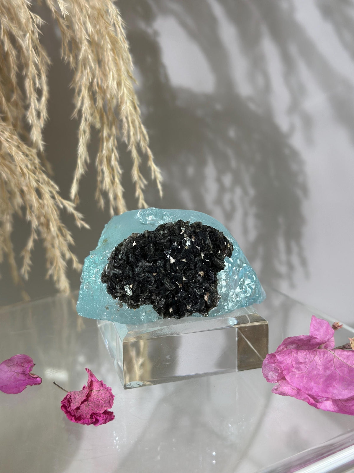 Gemmy Blue Topaz Mineral Specimen with Muscovite, Padre Paraiso, Brazil Crystal | Crystal Collector Home Decor #1