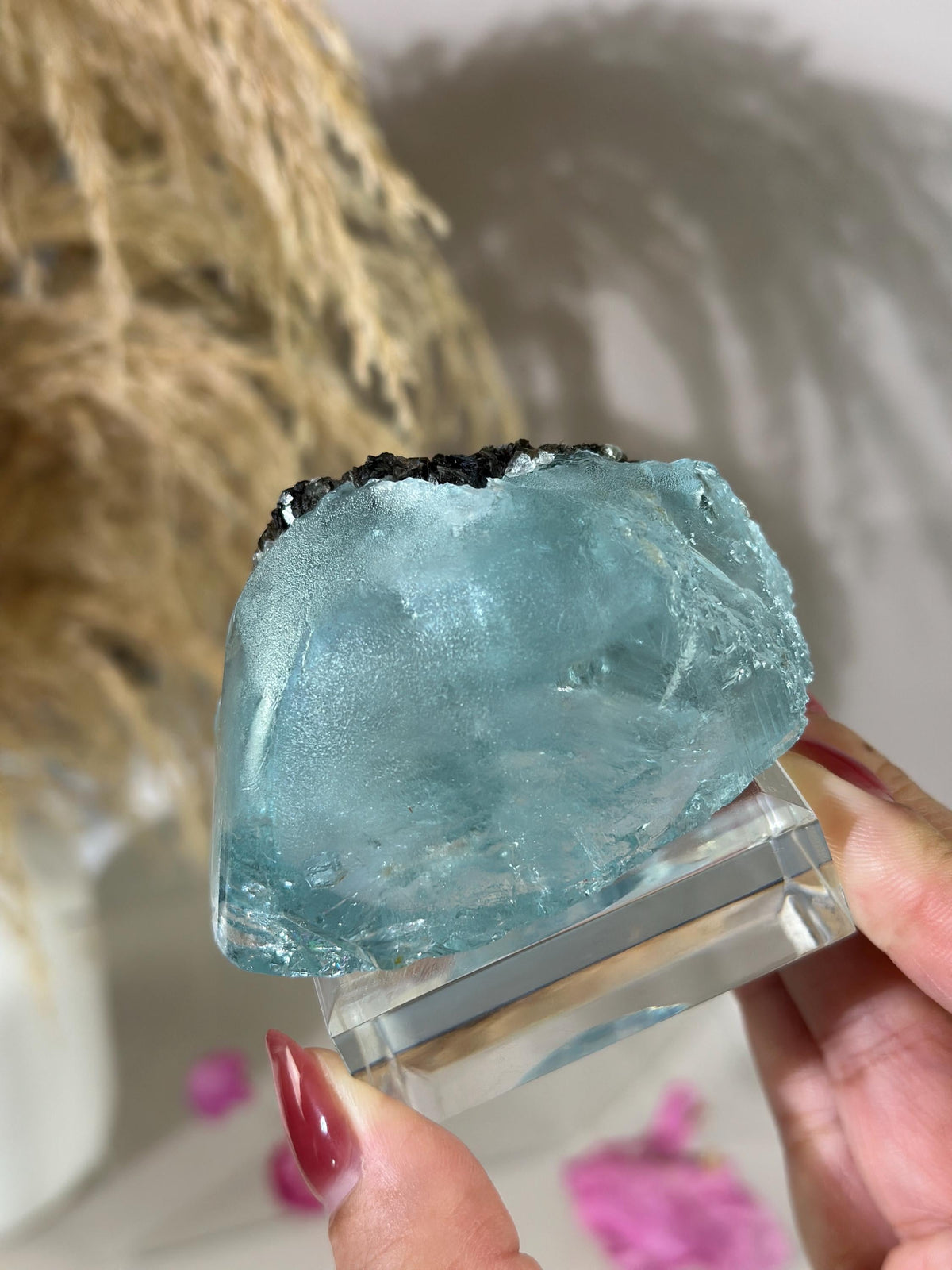 Gemmy Blue Topaz Mineral Specimen with Muscovite, Padre Paraiso, Brazil Crystal | Crystal Collector Home Decor #1