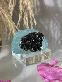 Gemmy Blue Topaz Mineral Specimen with Muscovite, Padre Paraiso, Brazil Crystal | Crystal Collector Home Decor #1