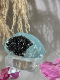 Gemmy Blue Topaz Mineral Specimen with Muscovite, Padre Paraiso, Brazil Crystal | Crystal Collector Home Decor #1