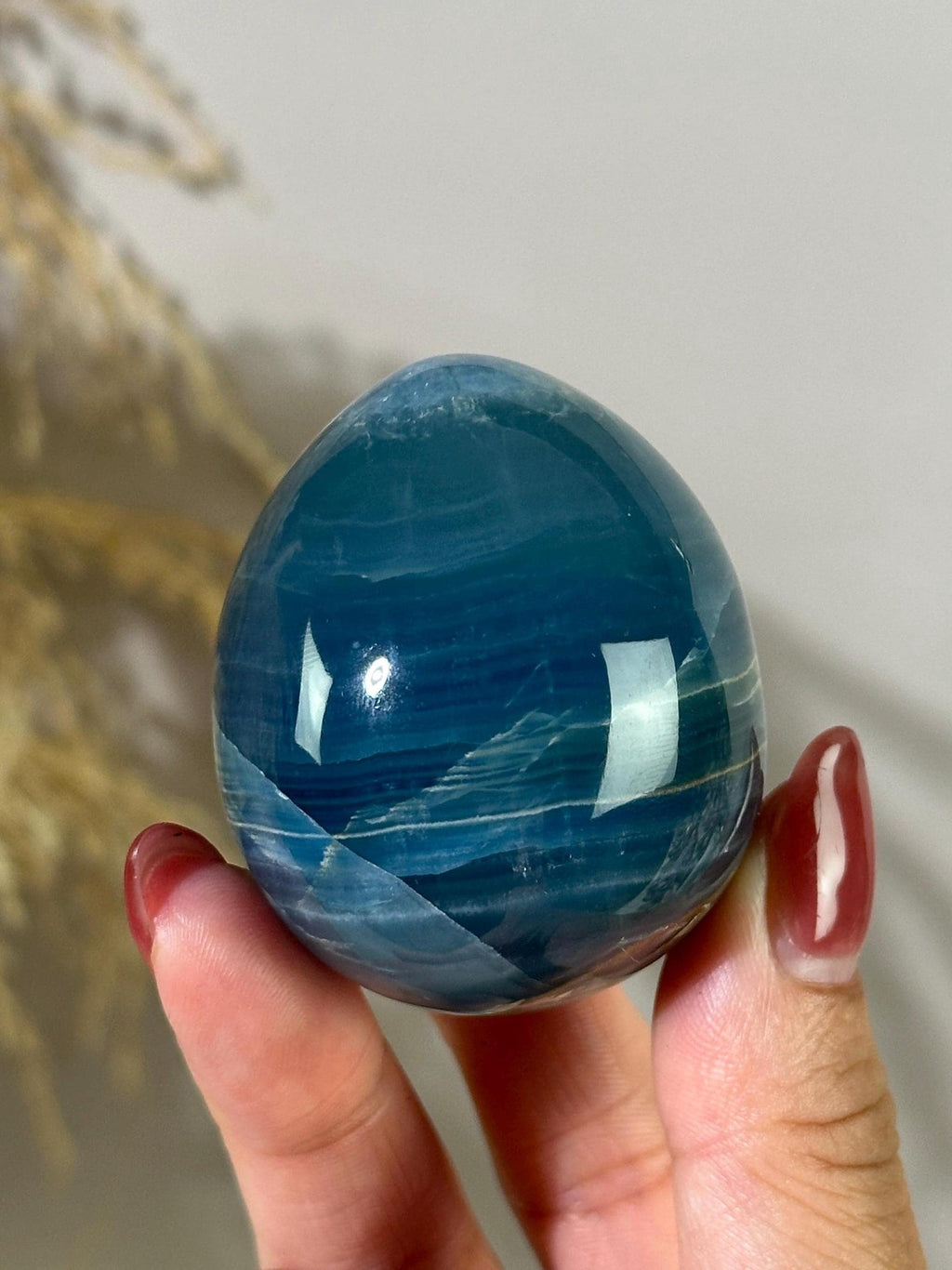Blue Calcite Palm Stone: Argentina Onyx Aquatine Crystal Tumble, Choose Your Piece