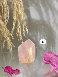 Rose Quartz with Golden Healer Tower | Brazil